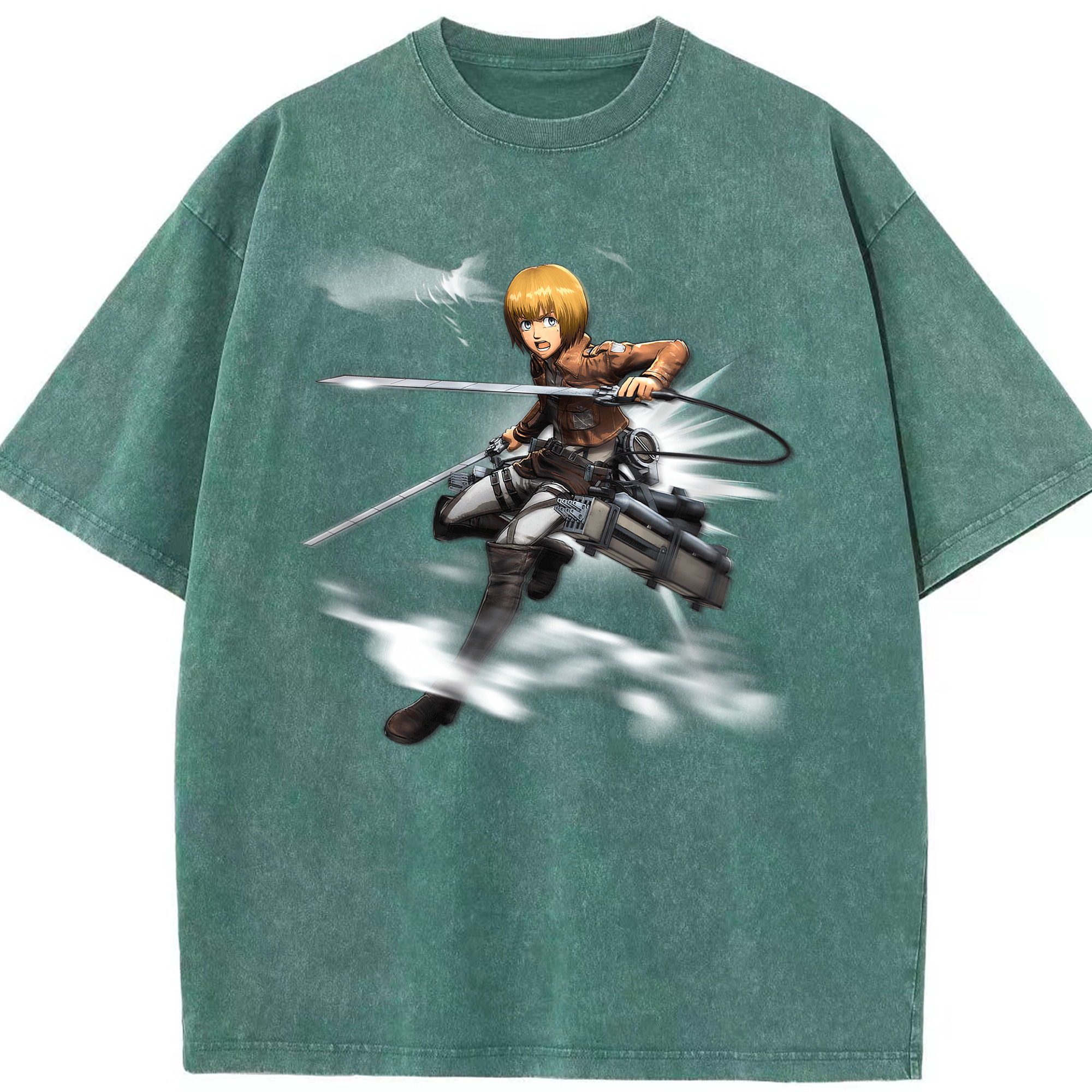 （画像用） 進撃の巨人 アルミン·アルレルト Attack on Titan Armin Arlert 綿100% ヴィンテージ風 半袖Tシャツ（フロントプリント）